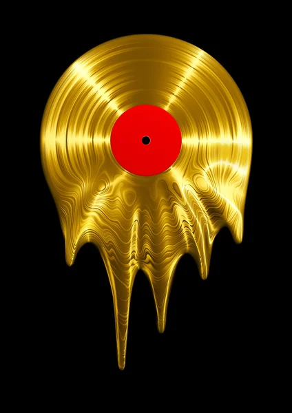 Smeltende gouden vinyl record — Stockfoto