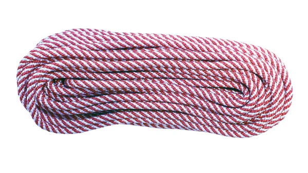 Hank of the long red and white climbing rope isolated — Stock Photo, Image