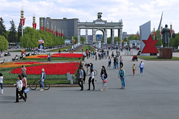 Central alley in the All-Russia Exhibition Centre in Moscow — Stock Photo, Image