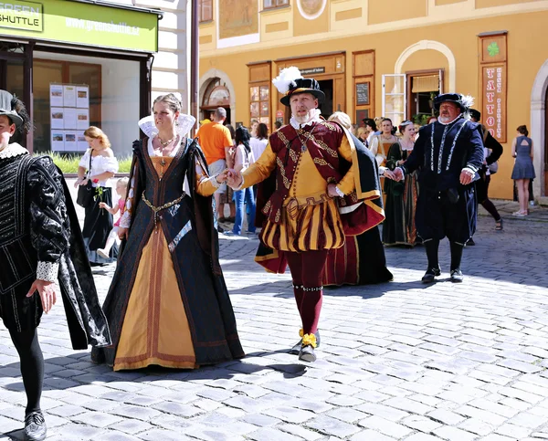 Festival da Rosa com cinco pétalas em Cesky Krumlov, na República Checa Imagens De Bancos De Imagens