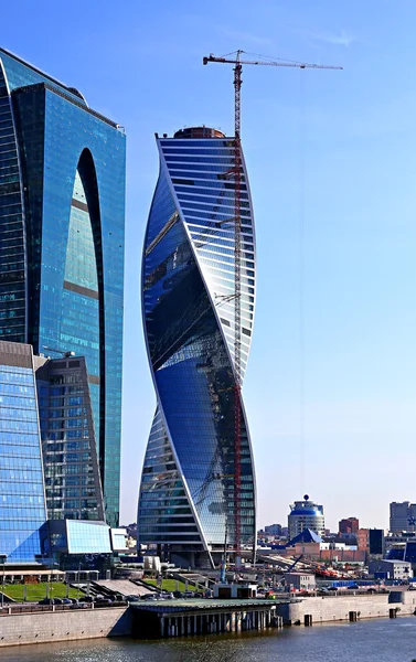 Construction of Towers "Evolution" business center "Moscow City" — Stock Photo, Image