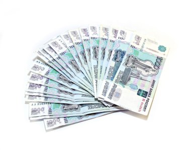 Many Russian rubles banknotes clipart