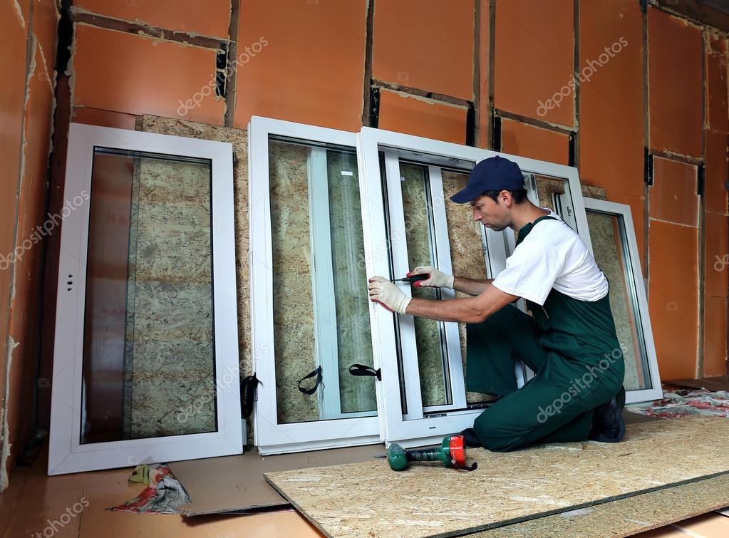 Installation of plastic windows — Stock Photo © Kingan77 63153167