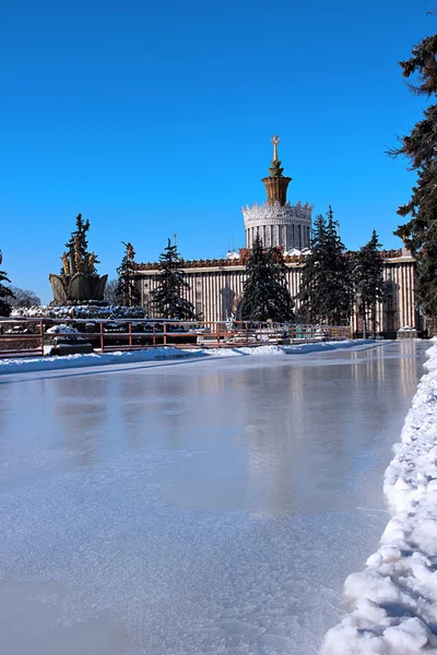 Patinoire à côté des pavillons de l'exposition russe — Photo