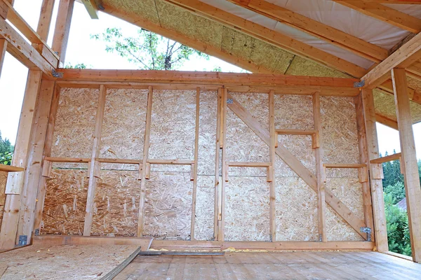 Construction of wood frame walls — Stock Photo, Image