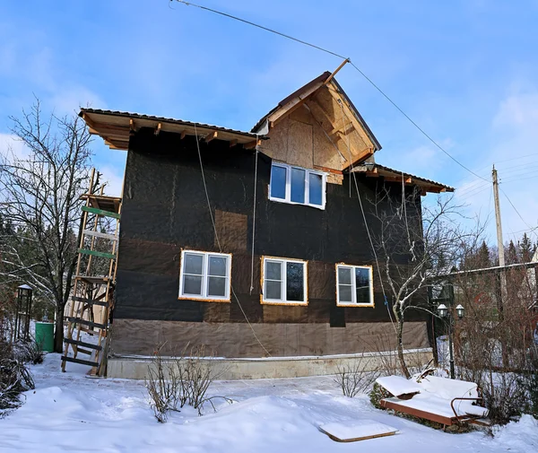 Construction of frame two-storied house — Stock Photo, Image