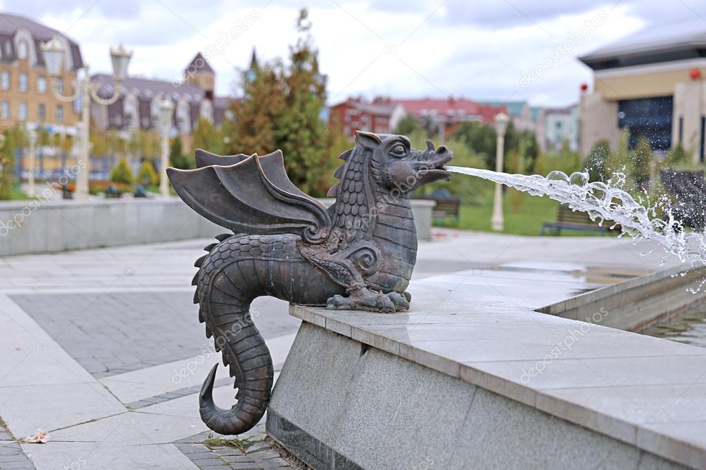 Fountain in the form of figure of Zilant in Kazan