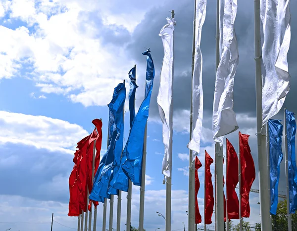 Colorful festive flags during a holiday in Moscow — Stock Photo, Image