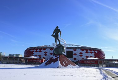 Football stadium Spartak Opening arena and a monument to the gladiator Spartacus clipart