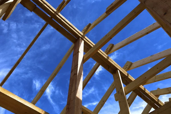 Installation of wooden beams — Stock Photo, Image