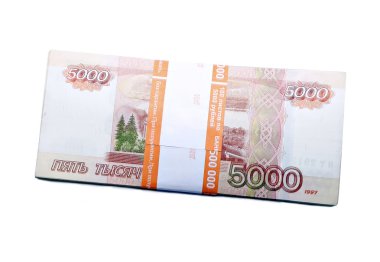 Beş bininci Rublesi banknotlar yığını