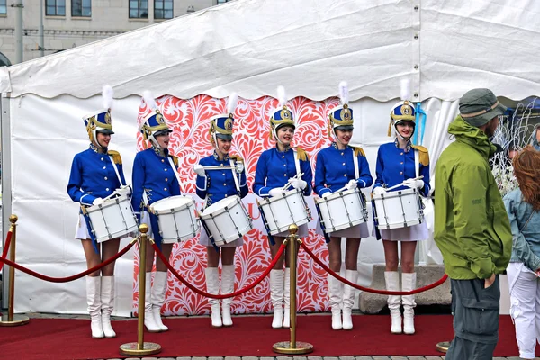 Tým ruských žen bubeníků — Stock fotografie
