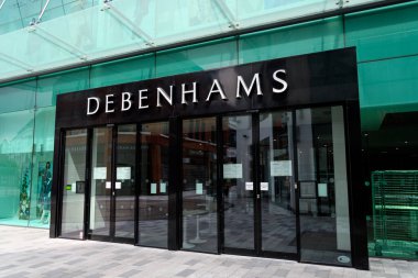 Newbury, United Kingdom - June 09 2020:  The frontage of Debenhams Department store in West Street clipart