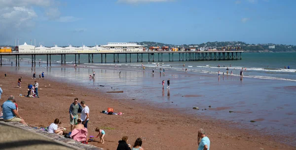 Paignton Verenigd Koninkrijk Augustus 2020 Zicht Paington Beach Pier Vanaf — Stockfoto