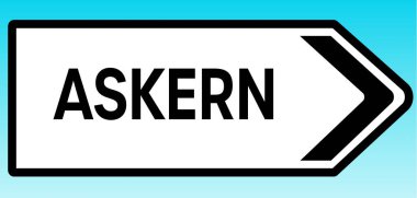 Askern 'i işaret eden bir İngiliz yol tabelasının grafiksel çizimi