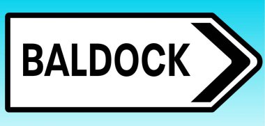 Baldock 'u gösteren bir İngiliz yol tabelasının grafiksel çizimi