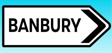 Banbury 'yi gösteren bir İngiliz yol tabelasının grafiksel çizimi