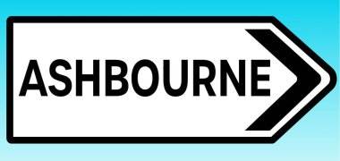 Ashbourne 'u gösteren İngiliz yol tabelasının grafiksel bir çizimi