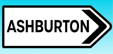 Ashburton 'u gösteren İngiliz yol tabelasının grafiksel bir çizimi