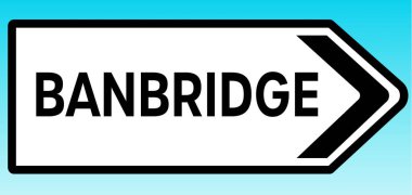 Banbridge 'i gösteren bir İngiliz yol tabelasının grafiksel çizimi