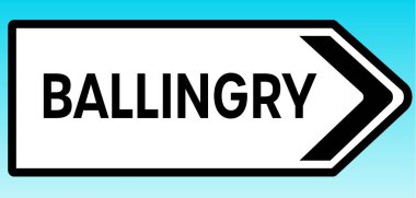 Ballingry 'yi gösteren bir İngiliz yol tabelasının grafiksel çizimi