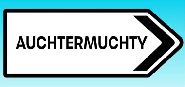 Auchtermuchty 'yi gösteren İngiliz yol tabelasının grafiksel bir yanılsaması.