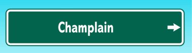 Champlain 'i işaret eden bir Amerikan yol tabelasının grafiksel çizimi