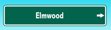 Elmwood 'u işaret eden bir Amerikan yol tabelasının grafiksel çizimi