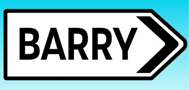 Barry 'i işaret eden bir İngiliz yol tabelasının grafiksel çizimi