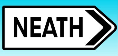 Neath 'i işaret eden bir İngiliz yol tabelasının grafiksel çizimi