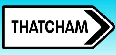 Thatcham 'ı işaret eden bir İngiliz yol tabelasının grafiksel yanılsaması.