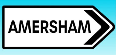 Amersham 'ı gösteren bir İngiliz yol tabelası.