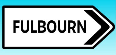 Fulbourn 'u gösteren bir İngiliz yol tabelasının grafiksel çizimi