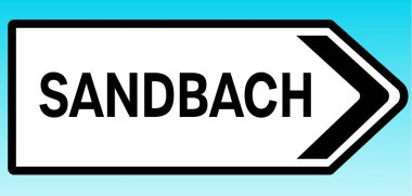 Sandbach 'ı işaret eden bir İngiliz yol tabelasının grafiksel çizimi.