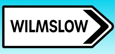 Wilmslow 'u gösteren İngiliz yol tabelasının grafiksel bir yanılsaması.