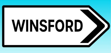 Winsford 'u gösteren İngiliz yol tabelasının grafiksel bir çizimi