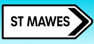 St Mawes 'u gösteren bir İngiliz yol tabelası.