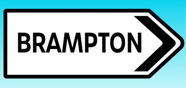 Brampton 'u işaret eden bir İngiliz yol tabelasının grafiksel çizimi