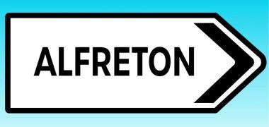Alfreton 'u işaret eden bir İngiliz yol tabelasının grafiksel çizimi