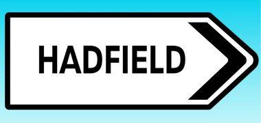 Hadfield 'ı gösteren bir İngiliz yol tabelasının grafiksel çizimi.