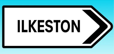 Ilkeston 'ı gösteren bir İngiliz yol tabelasının grafiksel çizimi.