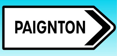 Paignton 'u gösteren bir İngiliz yol tabelasının grafiksel çizimi.