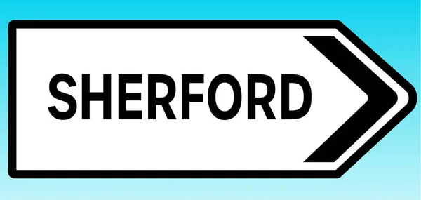 一幅指向Sherford的英国路标的图片说明 — 图库照片