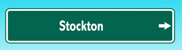 一幅指向斯托克顿的美国路标的图片说明 — 图库照片