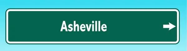 Een Grafische Illlustratie Van Een Amerikaans Verkeersbord Wijzend Naar Asheville — Stockfoto