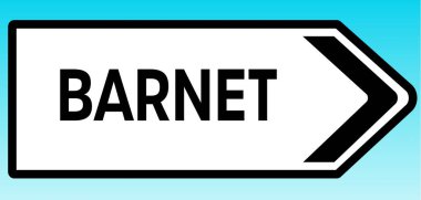 Barnet 'i işaret eden bir İngiliz yol tabelasının grafiksel çizimi