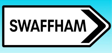 Swaffham 'ı gösteren İngiliz yol tabelasının grafiksel bir yanılsaması.