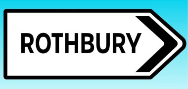 Rothbury 'yi gösteren İngiliz yol tabelasının grafiksel bir çizimi.