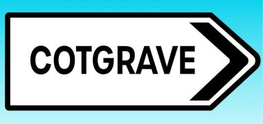 Cotgrave 'i gösteren bir İngiliz yol tabelasının grafiksel çizimi.