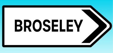 Broseley 'i gösteren bir İngiliz yol tabelasının grafiksel çizimi
